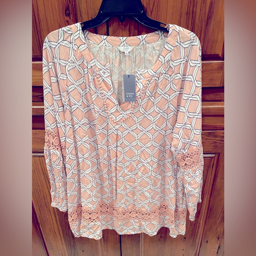 NWT! Crown & Ivy Icon Peasant Blouse, size XL